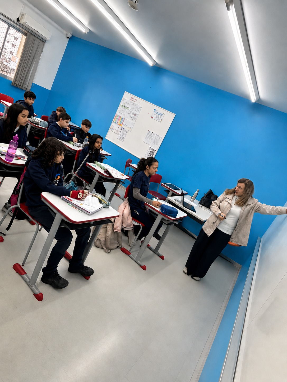 Aula com professora no Fundamental anos finais